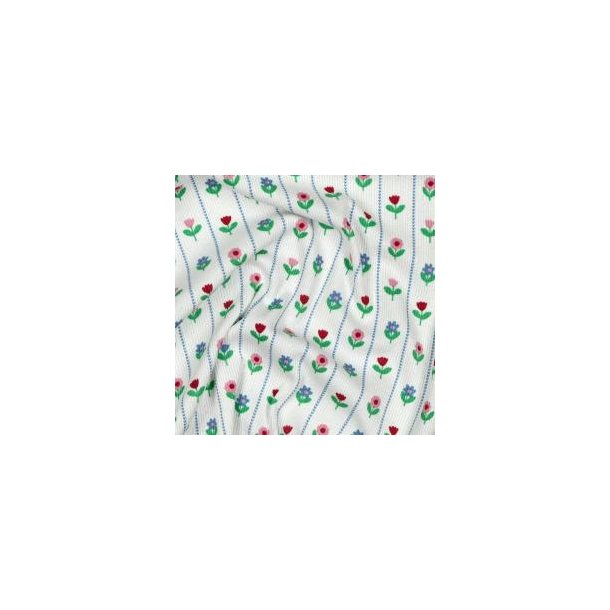 Rib Jersey Flowers, White