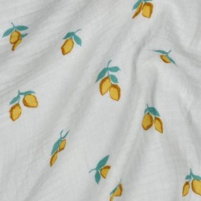 Double gauze Gots Fruits, White