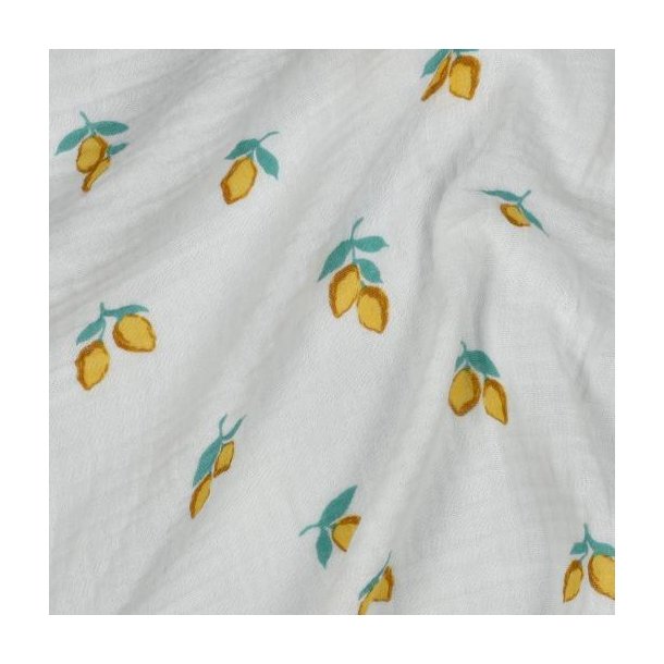 Double gauze Gots Fruits, White