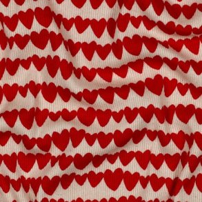 Rib jersey Gots natural Hearts, Natural