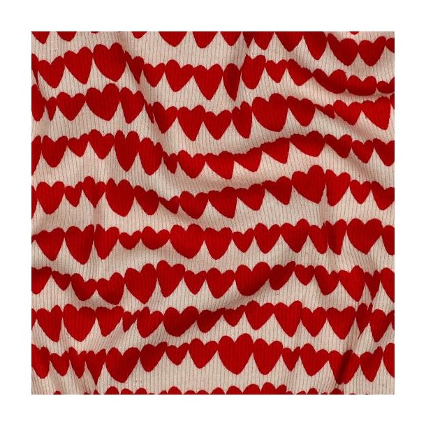 Rib jersey Gots natural Hearts, Natural