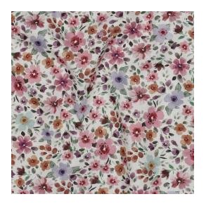 Fine poplin digital Flowers, White