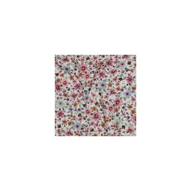 Fine poplin digital Flowers, White