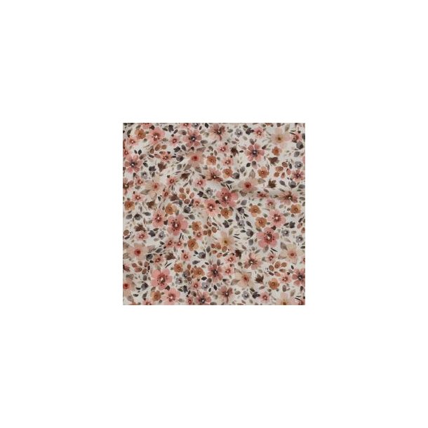 Fine poplin digital Flowers, Peach