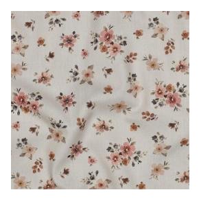 Fine poplin digital Flowers, Peach