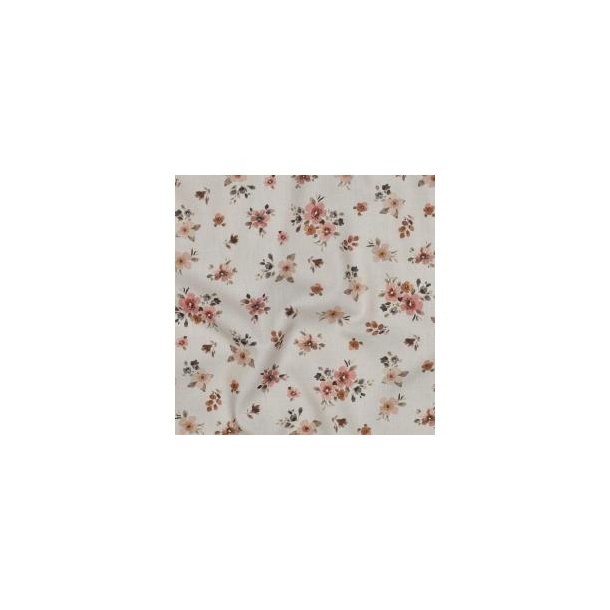 Fine poplin digital Flowers, Peach