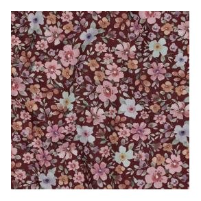 Fine poplin digital Flowers, Burgundy