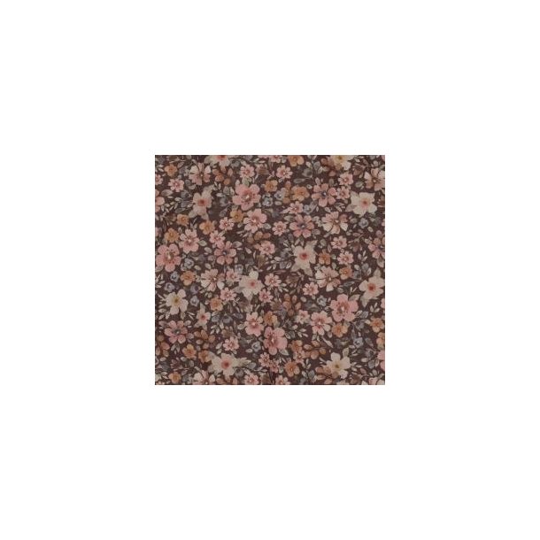 Fine poplin digital Flwers, Brown