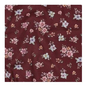 Fine poplin digital Flowers, Burgundy