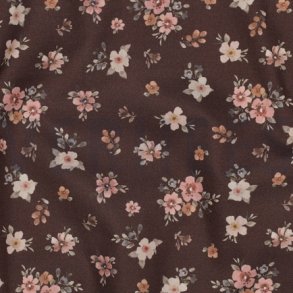 Finn poplin digital Flowers, Brown