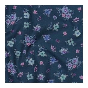 Fine poplin digital Flowers, Petrol