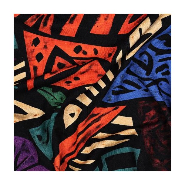 Viscose jersey digital Abstract, Black