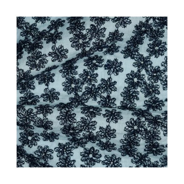 Double gauze Colorured embroidery, Light blue