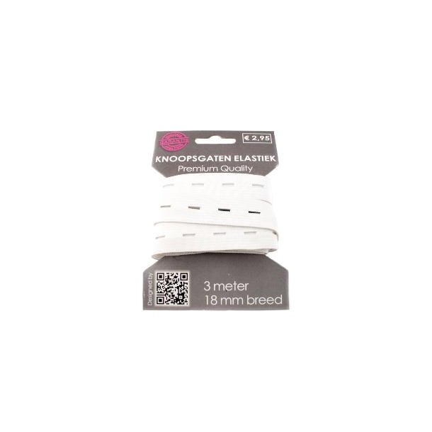 Knaphuls elastik 18 mm, Hvid