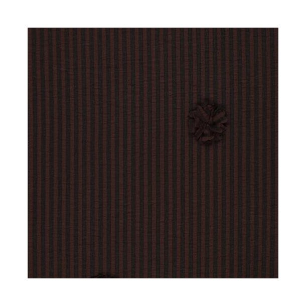 Seersucker Stripe Ruffy Flowers, Brown