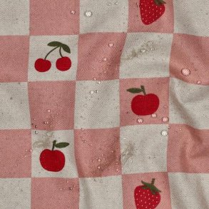 Coated canvas linen look checks, Pink