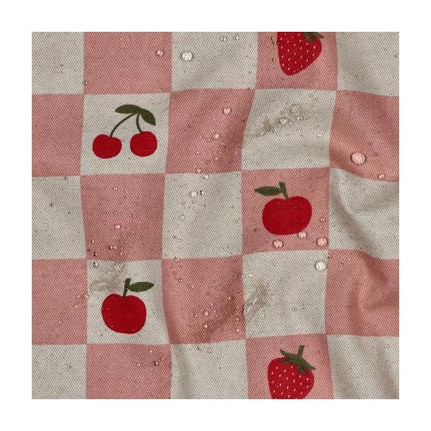Coated canvas linen look checks, Pink