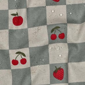 Coated canvas linen look checks, Green