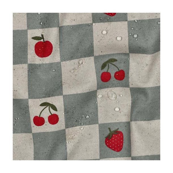 Coated canvas linen look checks, Green