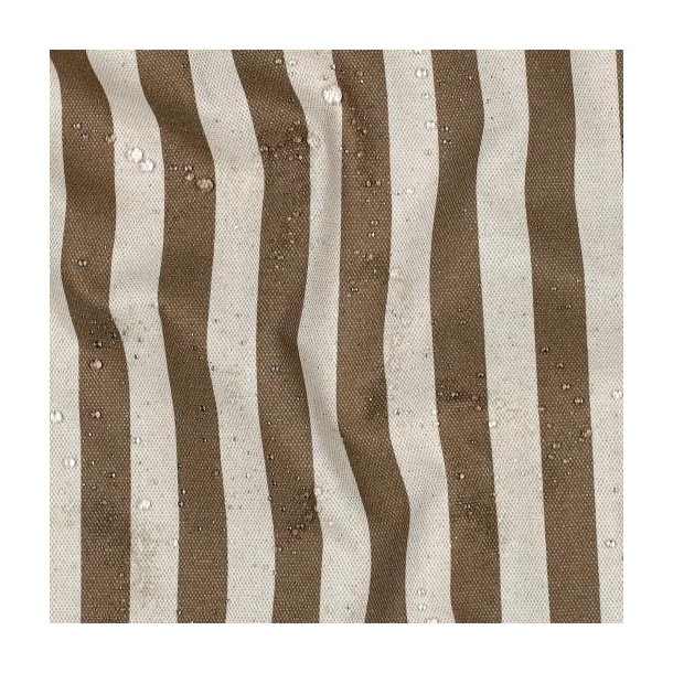 Coated canvas linen look Stripes, brown