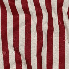 Coated canvas linen look Stripes, Red