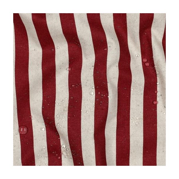 Coated canvas linen look Stripes, Red