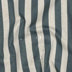 Coated canvas linen look stripes, Blue