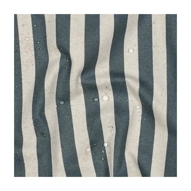 Coated canvas linen look stripes, Blue