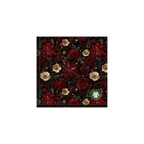 �kotex bomulds jersey, Juleblomster