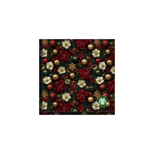 �kotex bomulds jersey, Hvide blomster og kugler