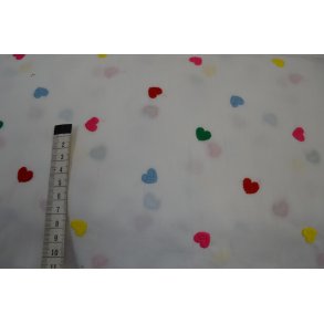 Bomuld hvid m/gr�n  og r�d hjerte