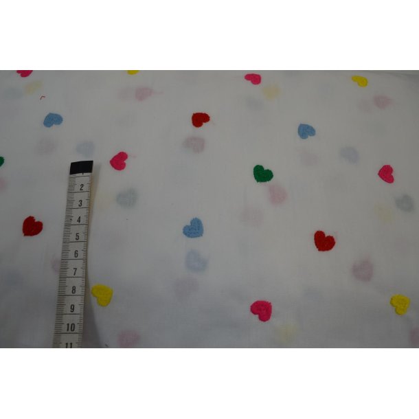 Bomuld hvid m/gr�n  og r�d hjerte