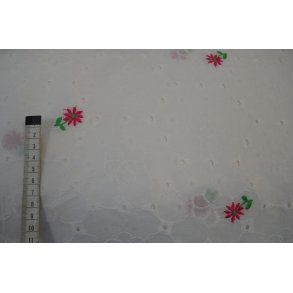 Broderi anglaise Hvid m/blomster