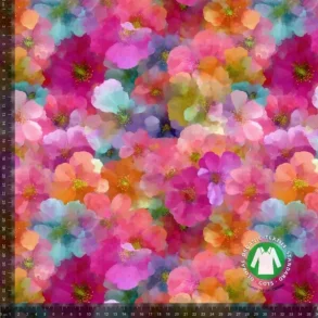 �kotex bomulds jersey, Farverige blomster