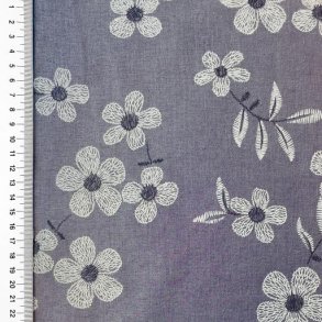 Chambray Flowers, Dark blue