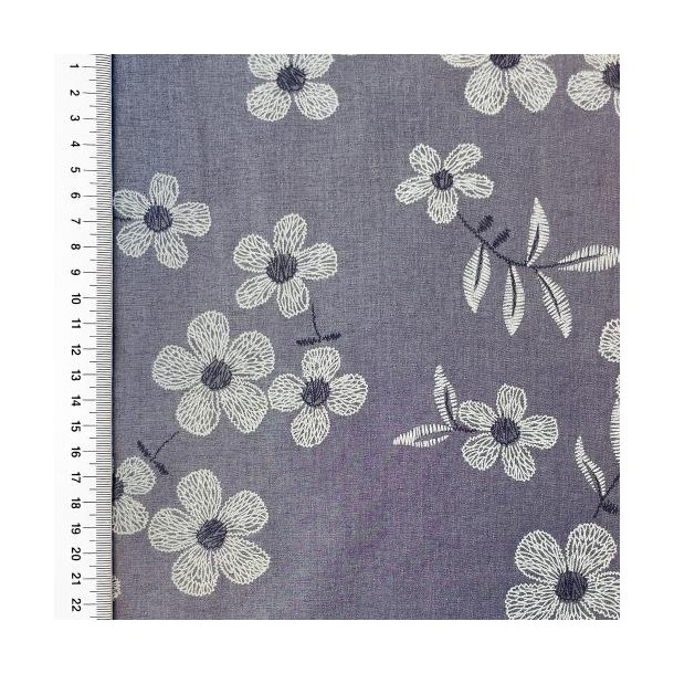 Chambray Flowers, Dark blue