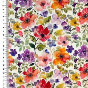 Viscose linen digital, Flowers