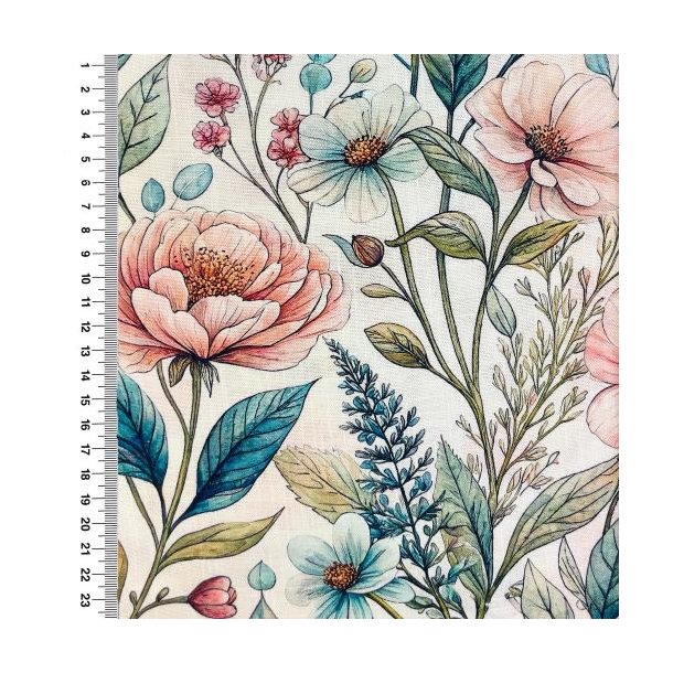 Viscose linen digital, Flowers