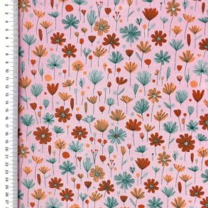 �kotex bomulds jersey, Flowers Old pink