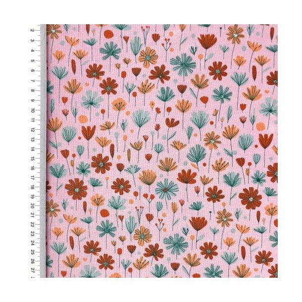 �kotex bomulds jersey, Flowers Old pink