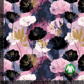 �kotex bomulds jersey, Akvarel blomster