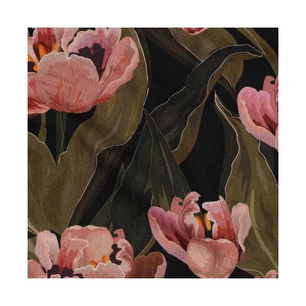 Canvas digital Flowers, Black