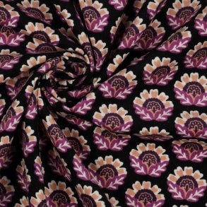 Babycord/fl�jl Flowers, Black