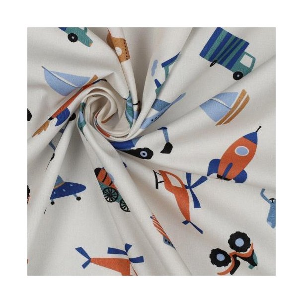 Fine poplin Vehicles, Off-white