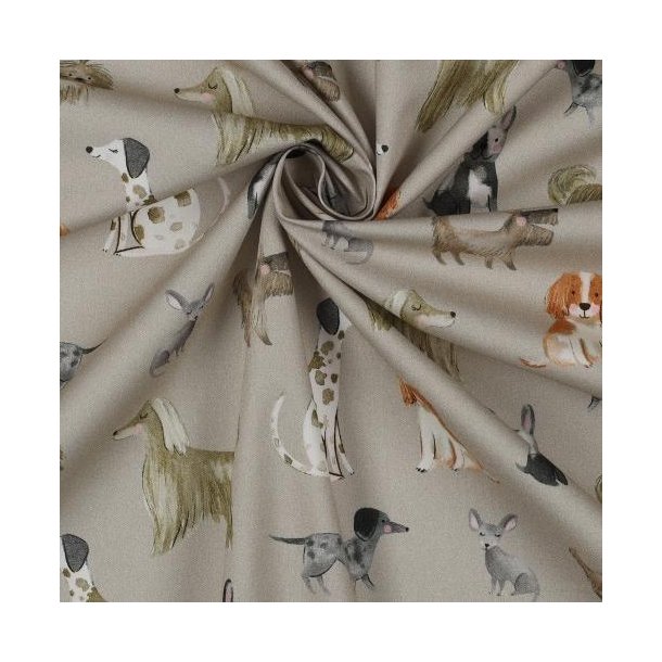 Fine poplin digital Dogs, Sand