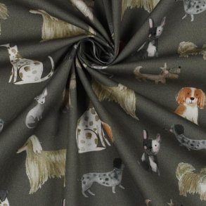 Fine poplin digital Dogs, Army green