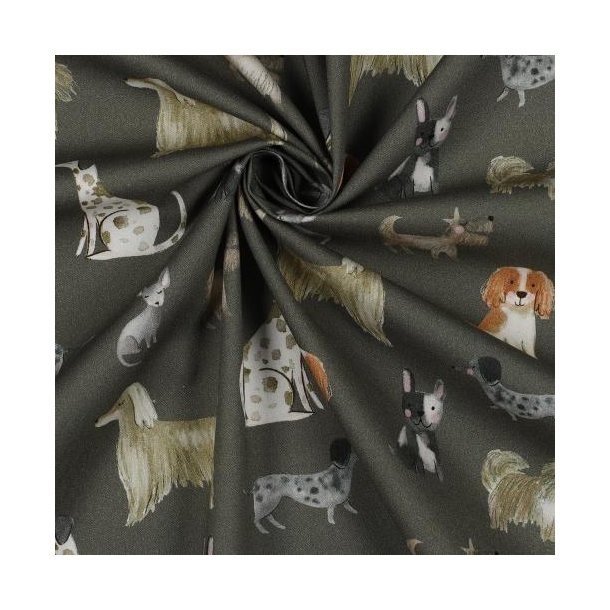 Fine poplin digital Dogs, Army green