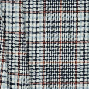 Tartan check, Ecru/navy/orange
