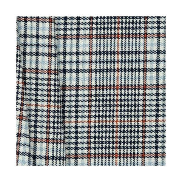 Tartan check, Ecru/navy/orange