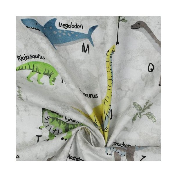 Fine poplin Digital Dinosaurs, Off white